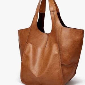 Brown  faux Leather Tote Bag